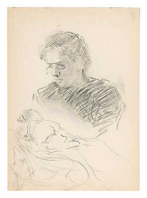 Кругликова Елизавета Сергеевна. Альбом в тканевом переплете из 15 листов с набросками 